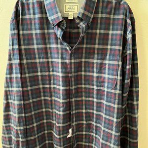 NWT JOS A BANKS  TAILORED BUTTON DOWN RED/BLUE MENS FLANNEL SHIRT SZ XXL